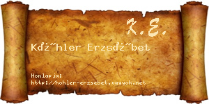 Köhler Erzsébet névjegykártya