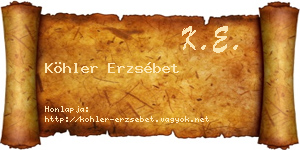 Köhler Erzsébet névjegykártya